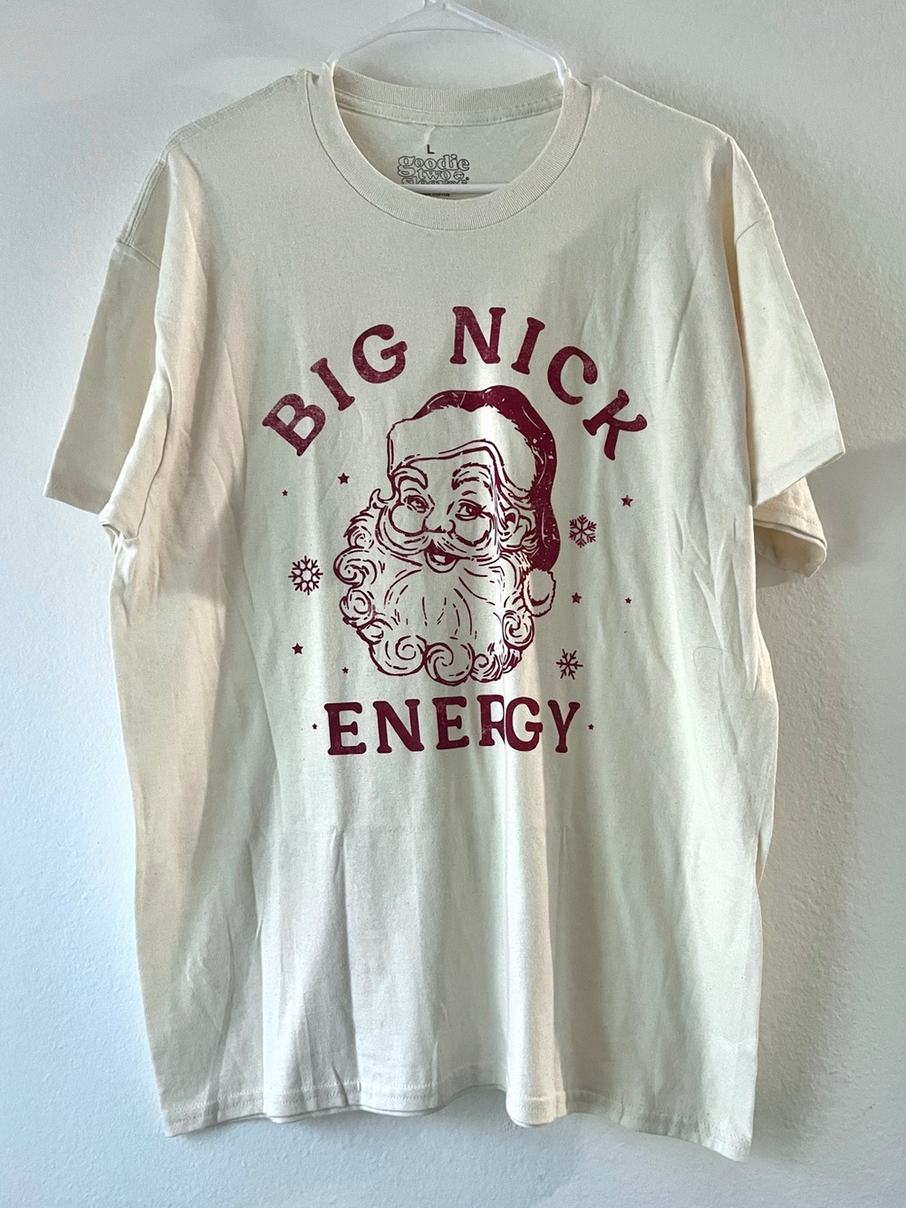 Goodie Twi Sleeves Big Nick Energy Graphic Tee - Cream with Red Print